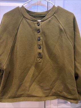 Madewell Olive Green Henley Sweater Shirt